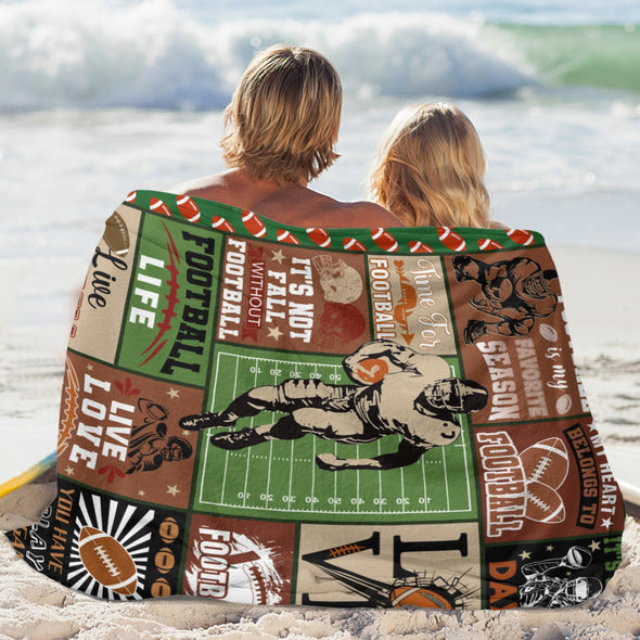 Football Pattern Blanket Fleece Throw Blanket Super Soft Warm Gifts for Baby Girls Boys Kids Mom Grandma Room Decor