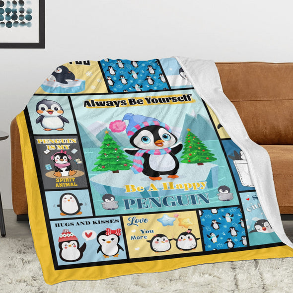 Penguin Blanket Fleece Throw Blanket Super Soft Warm Gifts for Baby Girls Boys Kids Mom Grandma Room Decor