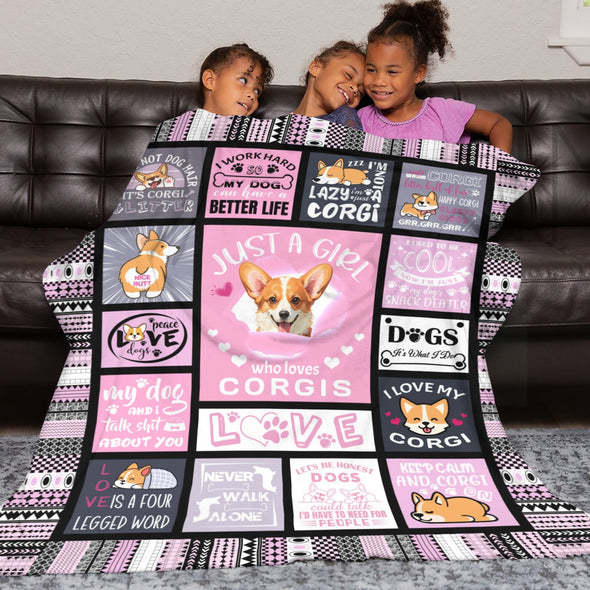 Corgi Blanket Fleece Throw Blanket Super Soft Warm Gifts for Baby Girls Boys Kids Mom Grandma Room Decor
