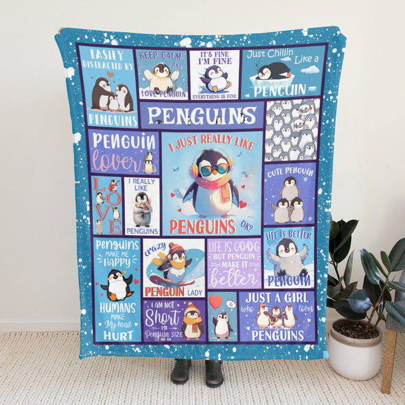 Penguin Blanket Fleece Throw Blanket Super Soft Warm Gifts for Baby Girls Boys Kids Mom Grandma Room Decor