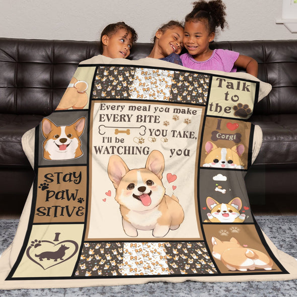 Corgi Blanket Fleece Throw Blanket Super Soft Warm Gifts for Baby Girls Boys Kids Mom Grandma Room Decor