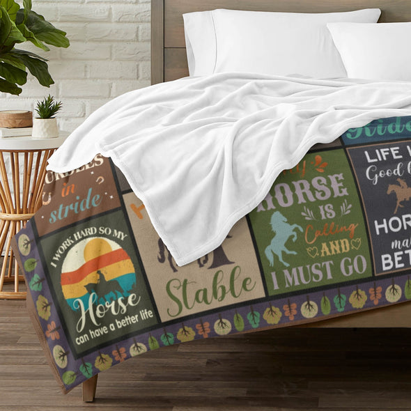 Horse Blanket Gift for Women Girl Who Loves Horses for Sofa Couch Bed Room Birthday Decor Bed Travel