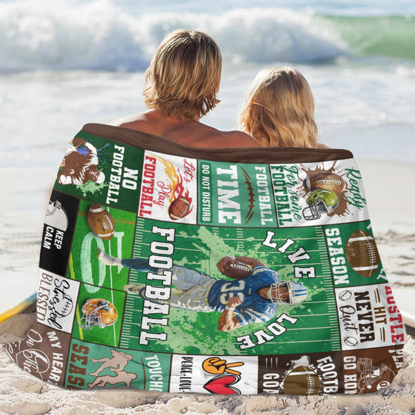 Football Pattern Blanket Fleece Throw Blanket Super Soft Warm Gifts for Baby Girls Boys Kids Mom Grandma Room Decor
