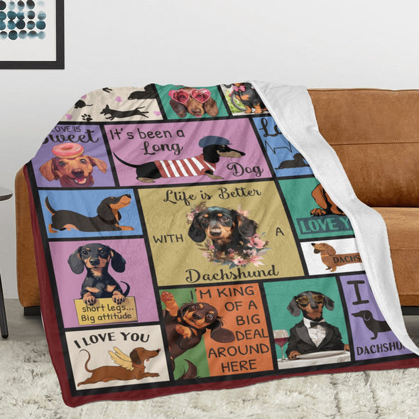 Dachshund Pattern Blanket Fleece Throw Blanket Super Soft Warm Gifts for Baby Girls Boys Kids Mom Grandma Room Decor