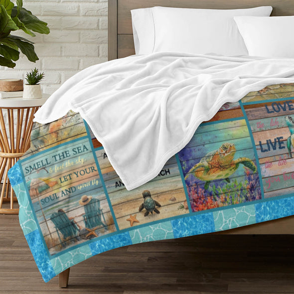 Turtle Pattern Blanket Fleece Throw Blanket Super Soft Warm Gifts for Baby Girls Boys Kids Mom Grandma Room Decor