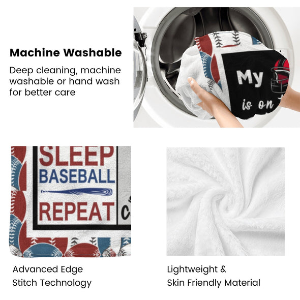 Baseball Pattern Blanket Fleece Throw Blanket Super Soft Warm Gifts for Baby Girls Boys Kids Mom Grandma Room Decor