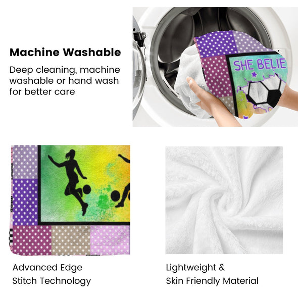 Soccer Blanket, Soccer Sports Themed Throw, Soft Nap Throw Blanket for Home Boys Girls Women Men Soccer Lovers Gifts