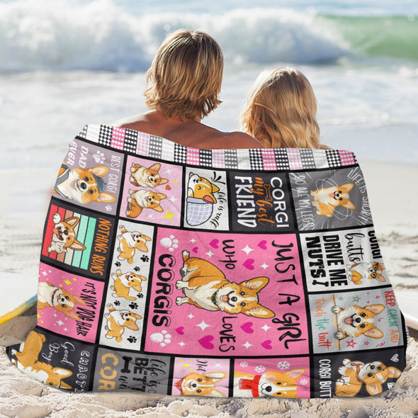 Corgi Blanket Fleece Throw Blanket Super Soft Warm Gifts for Baby Girls Boys Kids Mom Grandma Room Decor