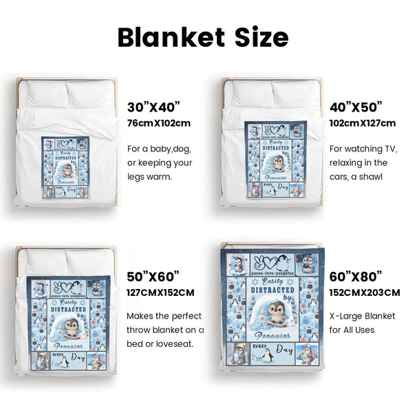 Penguin Blanket Fleece Throw Blanket Super Soft Warm Gifts for Baby Girls Boys Kids Mom Grandma Room Decor