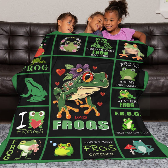 Frog Pattern Blanket Fleece Throw Blanket Super Soft Warm Gifts for Baby Girls Boys Kids Mom Grandma Room Decor