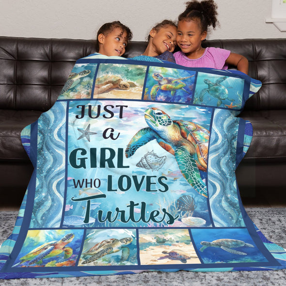 Turtle Pattern Blanket Fleece Throw Blanket Super Soft Warm Gifts for Baby Girls Boys Kids Mom Grandma Room Decor