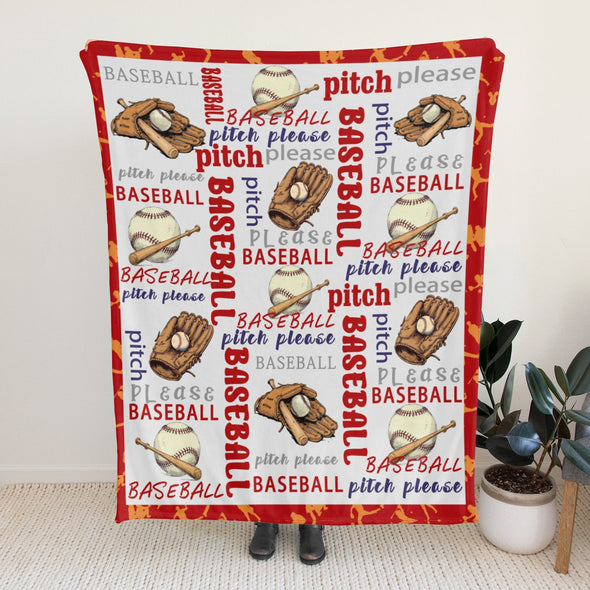 Baseball Pattern Blanket Fleece Throw Blanket Super Soft Warm Gifts for Baby Girls Boys Kids Mom Grandma Room Decor