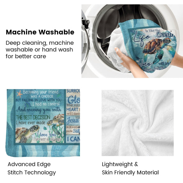 Turtle Pattern Blanket Fleece Throw Blanket Super Soft Warm Gifts for Baby Girls Boys Kids Mom Grandma Room Decor