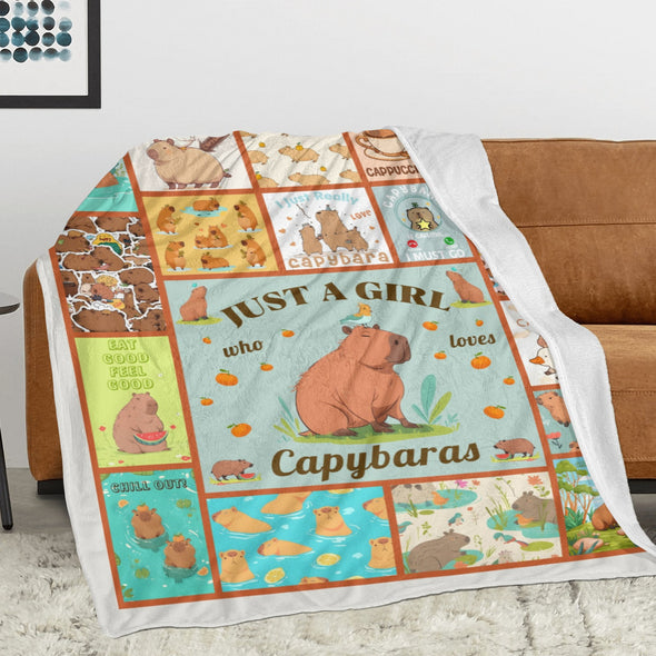 Capybara Pattern Blanket Fleece Throw Blanket Super Soft Warm Gifts for Baby Girls Boys Kids Mom Grandma Room Decor