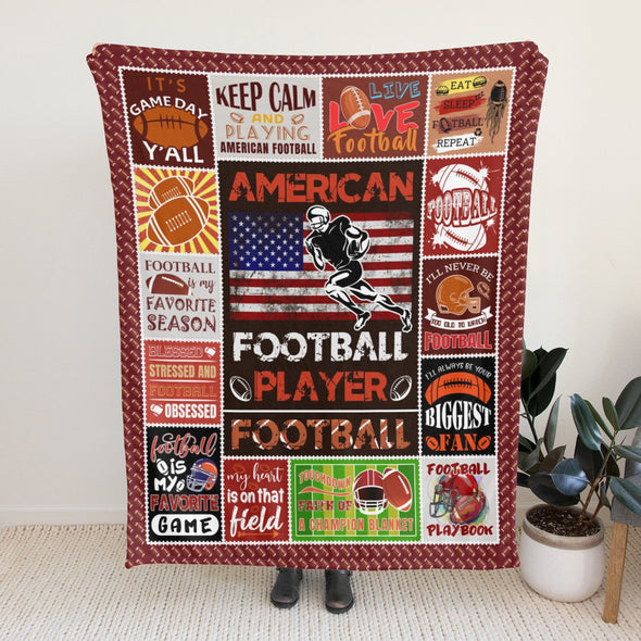 Football Pattern Blanket Fleece Throw Blanket Super Soft Warm Gifts for Baby Girls Boys Kids Mom Grandma Room Decor