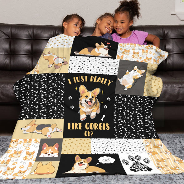 Corgi Blanket Fleece Throw Blanket Super Soft Warm Gifts for Baby Girls Boys Kids Mom Grandma Room Decor