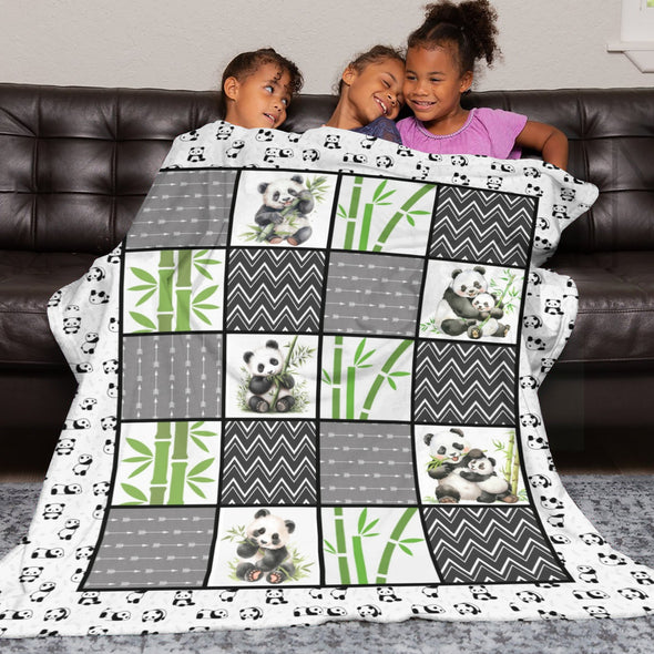 Panda Pattern Blanket Fleece Throw Blanket Super Soft Warm Gifts for Baby Girls Boys Kids Mom Grandma Room Decor