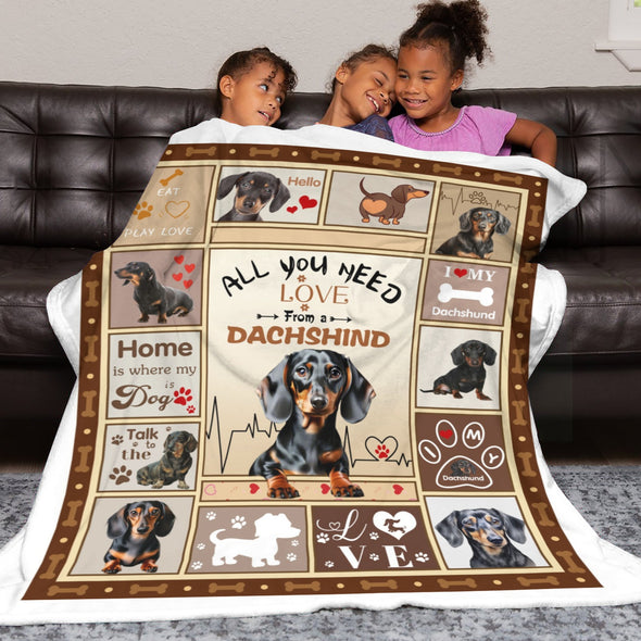 Dachshund Pattern Blanket Fleece Throw Blanket Super Soft Warm Gifts for Baby Girls Boys Kids Mom Grandma Room Decor