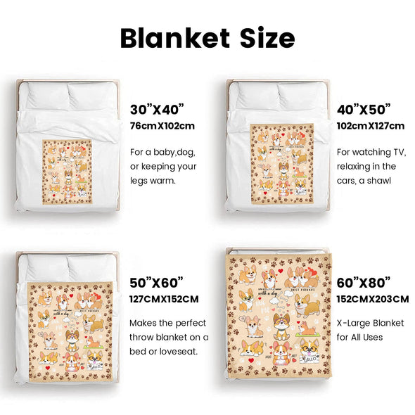 Corgi Blanket Fleece Throw Blanket Super Soft Warm Gifts for Baby Girls Boys Kids Mom Grandma Room Decor