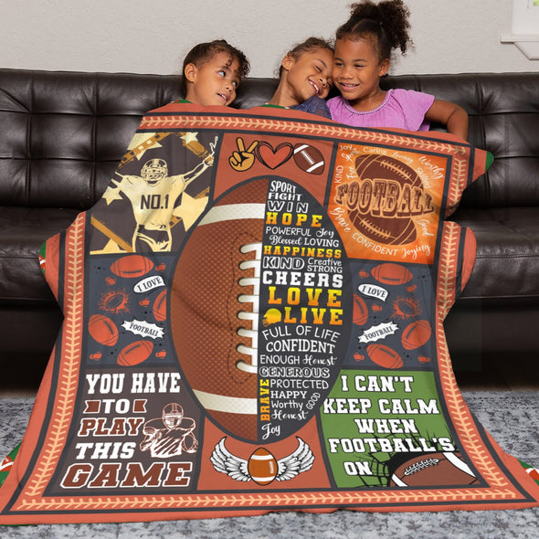 Football Pattern Blanket Fleece Throw Blanket Super Soft Warm Gifts for Baby Girls Boys Kids Mom Grandma Room Decor