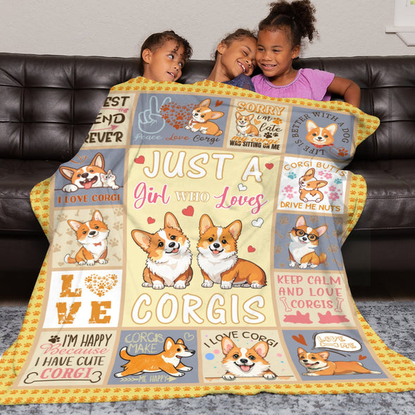 Corgi Blanket Fleece Throw Blanket Super Soft Warm Gifts for Baby Girls Boys Kids Mom Grandma Room Decor
