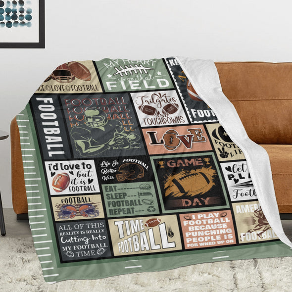 Football Pattern Blanket Fleece Throw Blanket Super Soft Warm Gifts for Baby Girls Boys Kids Mom Grandma Room Decor