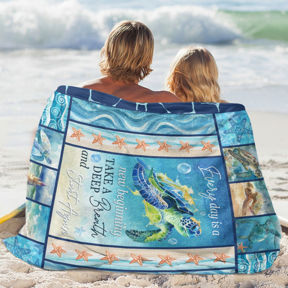 Turtle Pattern Blanket Fleece Throw Blanket Super Soft Warm Gifts for Baby Girls Boys Kids Mom Grandma Room Decor