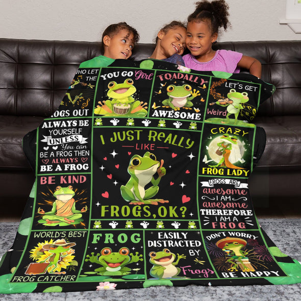 Frog Pattern Blanket Fleece Throw Blanket Super Soft Warm Gifts for Baby Girls Boys Kids Mom Grandma Room Decor