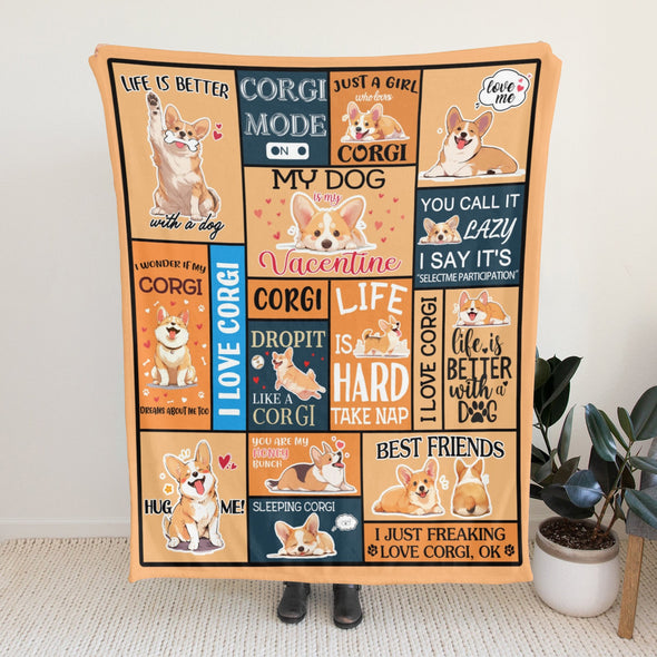 Corgi Blanket Fleece Throw Blanket Super Soft Warm Gifts for Baby Girls Boys Kids Mom Grandma Room Decor