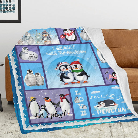 Penguin Blanket Fleece Throw Blanket Super Soft Warm Gifts for Baby Girls Boys Kids Mom Grandma Room Decor