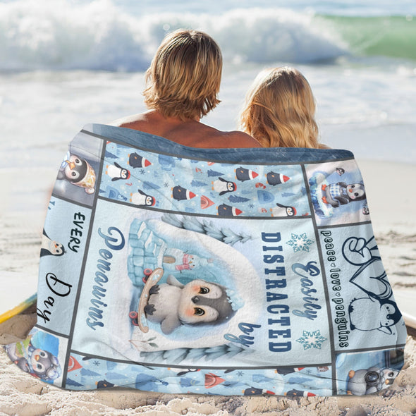 Penguin Blanket Fleece Throw Blanket Super Soft Warm Gifts for Baby Girls Boys Kids Mom Grandma Room Decor