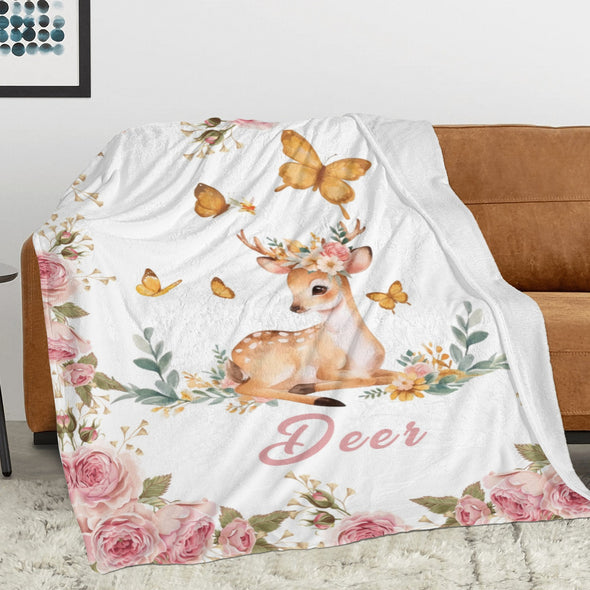 Deer Pattern Blanket Fleece Throw Blanket Super Soft Warm Gifts for Baby Girls Boys Kids Mom Grandma Room Decor