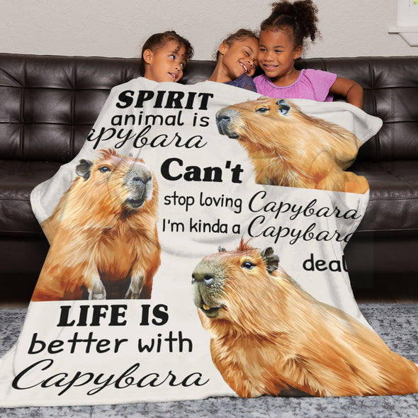 Capybara Pattern Blanket Fleece Throw Blanket Super Soft Warm Gifts for Baby Girls Boys Kids Mom Grandma Room Decor