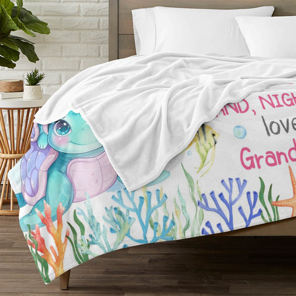 Turtle Pattern Blanket Fleece Throw Blanket Super Soft Warm Gifts for Baby Girls Boys Kids Mom Grandma Room Decor