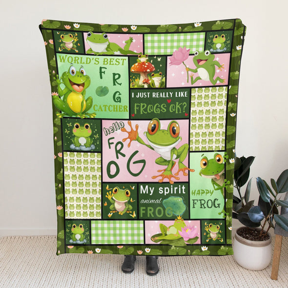 Frog Pattern Blanket Fleece Throw Blanket Super Soft Warm Gifts for Baby Girls Boys Kids Mom Grandma Room Decor