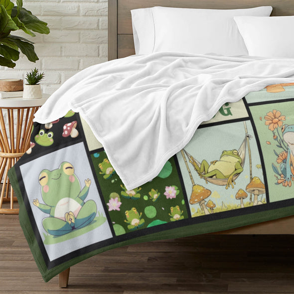 Frog Pattern Blanket Fleece Throw Blanket Super Soft Warm Gifts for Baby Girls Boys Kids Mom Grandma Room Decor
