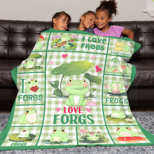 Frog Pattern Blanket Fleece Throw Blanket Super Soft Warm Gifts for Baby Girls Boys Kids Mom Grandma Room Decor