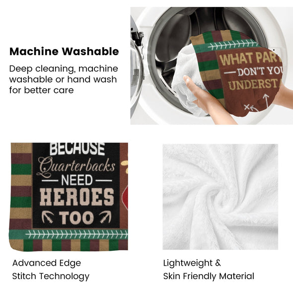 Football Pattern Blanket Fleece Throw Blanket Super Soft Warm Gifts for Baby Girls Boys Kids Mom Grandma Room Decor