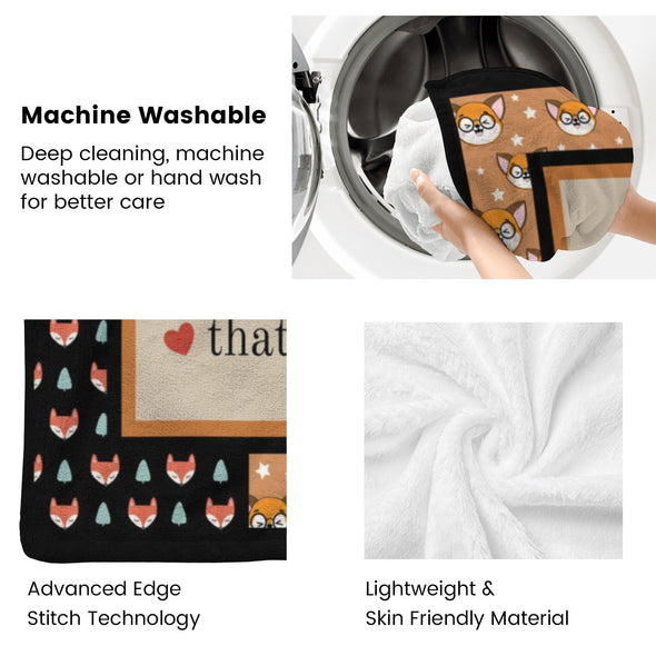 Fox Pattern Blanket Fleece Throw Blanket Super Soft Warm Gifts for Baby Girls Boys Kids Mom Grandma Room Decor