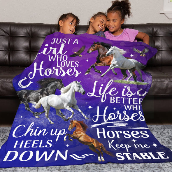Horse Blanket Gift for Women Girl Who Loves Horses for Sofa Couch Bed Room Birthday Decor Bed Travel