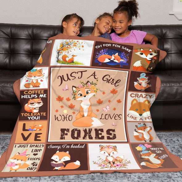 Fox Pattern Blanket Fleece Throw Blanket Super Soft Warm Gifts for Baby Girls Boys Kids Mom Grandma Room Decor