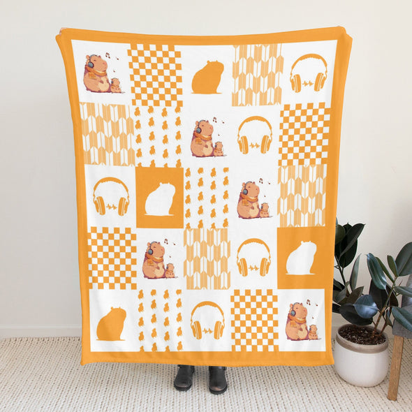 Capybara Pattern Blanket Fleece Throw Blanket Super Soft Warm Gifts for Baby Girls Boys Kids Mom Grandma Room Decor