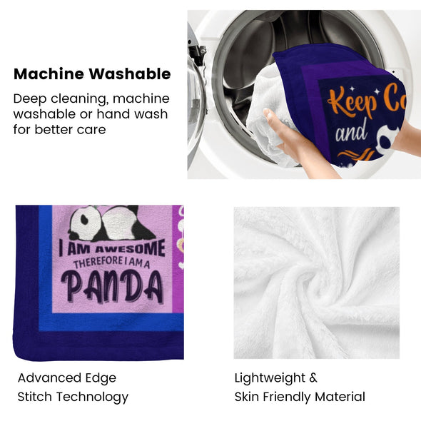 Panda Pattern Blanket Fleece Throw Blanket Super Soft Warm Gifts for Baby Girls Boys Kids Mom Grandma Room Decor