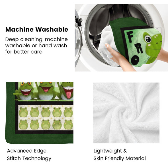 Frog Pattern Blanket Fleece Throw Blanket Super Soft Warm Gifts for Baby Girls Boys Kids Mom Grandma Room Decor