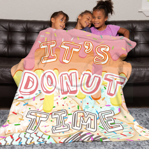 Donut Pattern Blanket Fleece Throw Blanket Super Soft Warm Gifts for Baby Girls Boys Kids Mom Grandma Room Decor