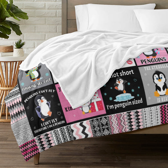 Penguin Blanket Fleece Throw Blanket Super Soft Warm Gifts for Baby Girls Boys Kids Mom Grandma Room Decor