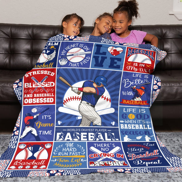 Baseball Pattern Blanket Fleece Throw Blanket Super Soft Warm Gifts for Baby Girls Boys Kids Mom Grandma Room Decor