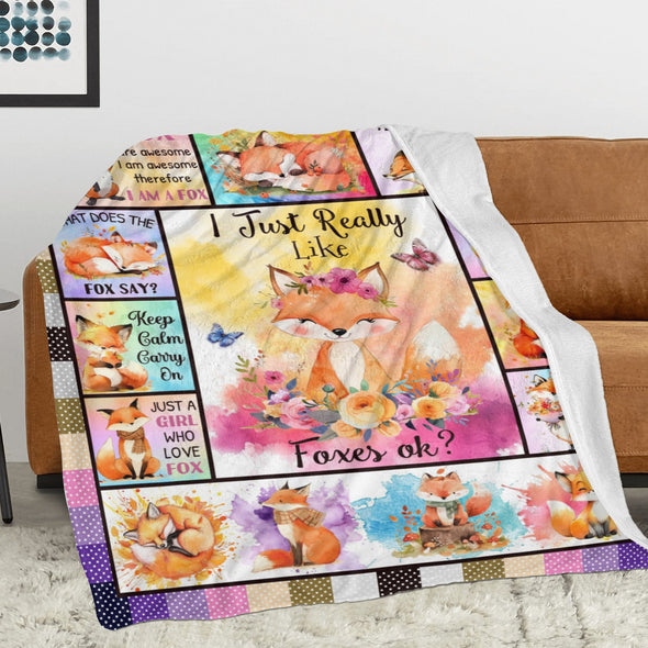 Fox Pattern Blanket Fleece Throw Blanket Super Soft Warm Gifts for Baby Girls Boys Kids Mom Grandma Room Decor