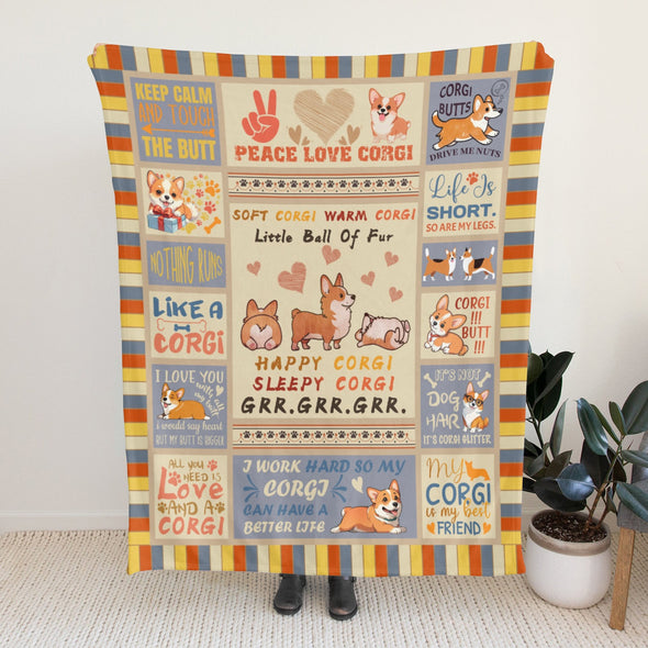 Corgi Blanket Fleece Throw Blanket Super Soft Warm Gifts for Baby Girls Boys Kids Mom Grandma Room Decor