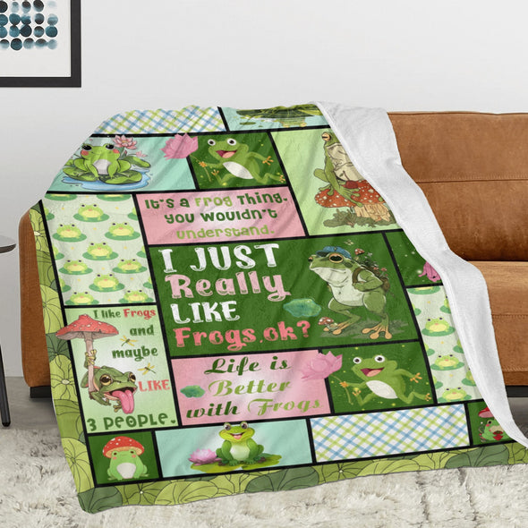 Frog Pattern Blanket Fleece Throw Blanket Super Soft Warm Gifts for Baby Girls Boys Kids Mom Grandma Room Decor